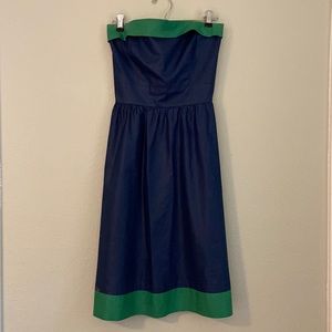Small Vintage Blair Woolverton Strapless Royal Blue & Kelly Green Sundress